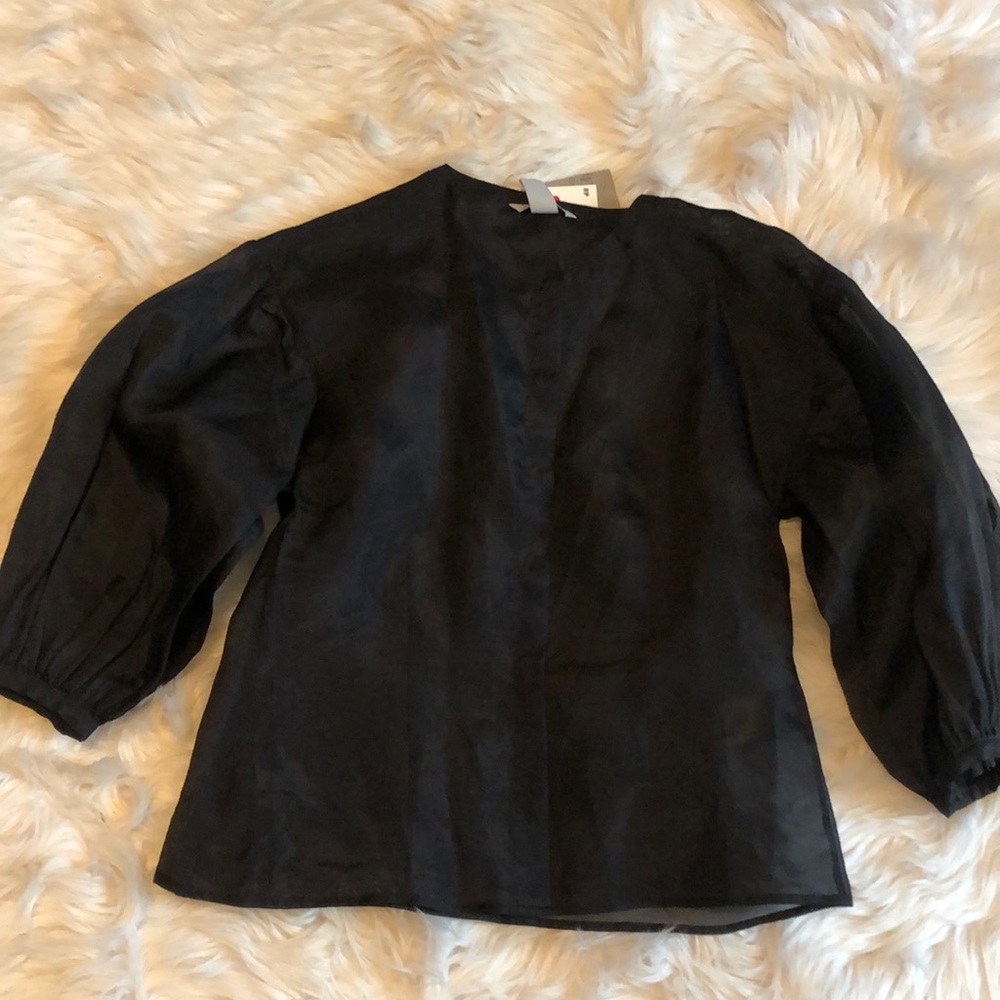 Sheer Pure Silk black button up.